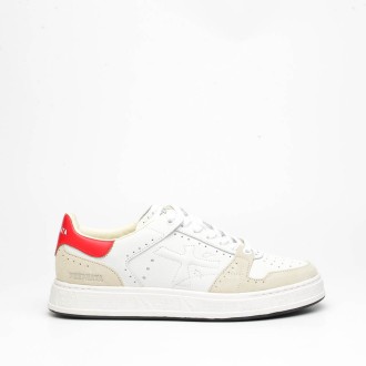 Sneakers in pelle e camoscio bianco e rosso