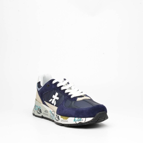 Sneakers in camoscio e tessuto blu