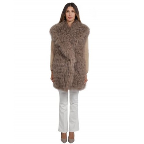 Ralph Lauren taupe Faye fur vest