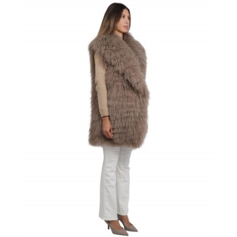 Ralph Lauren taupe Faye fur vest