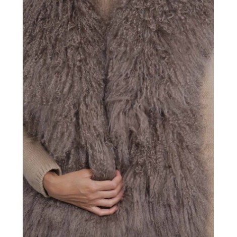 Ralph Lauren taupe Faye fur vest