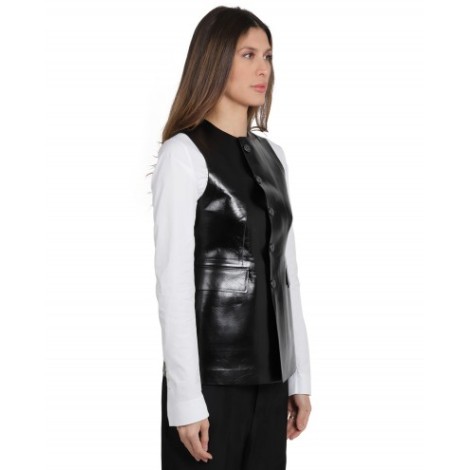 Sapio black leather vest WOMEN