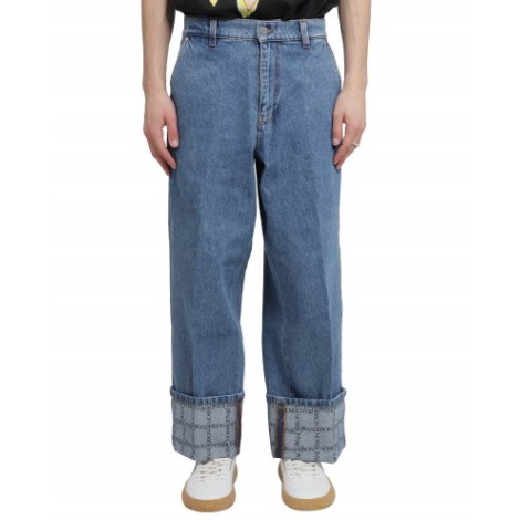 JW Anderson blue grid cuff jeans