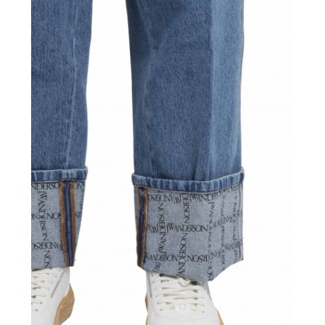 JW Anderson blue grid cuff jeans