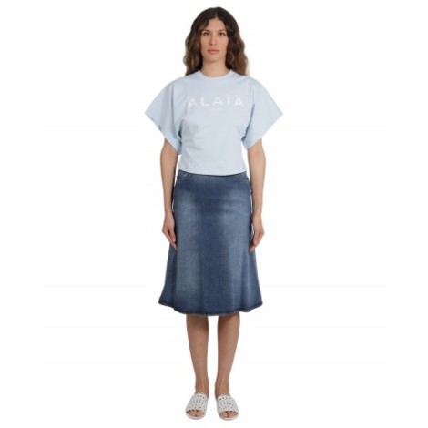 Alaia denim flared skirt