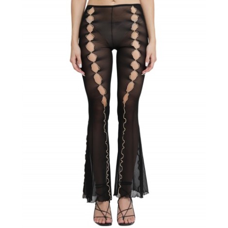 Rui black mesh flared trousers