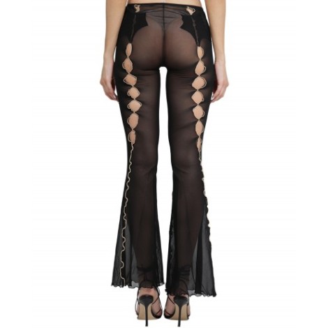 Rui black mesh flared trousers