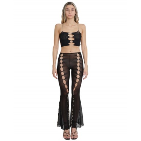 Rui black mesh flared trousers