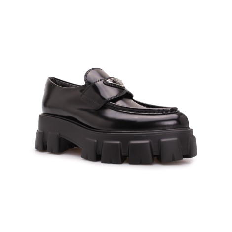 Prada 'Monolith' Shiny Leather Loafers 40