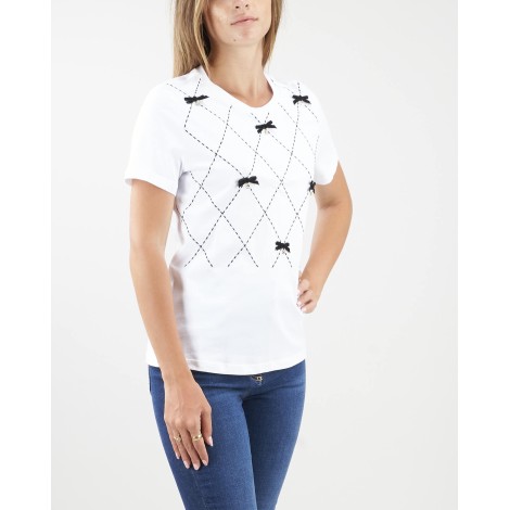 ELISABETTA FRANCHI T-shirt con motivo fiocchi e charms Elisabetta Franchi