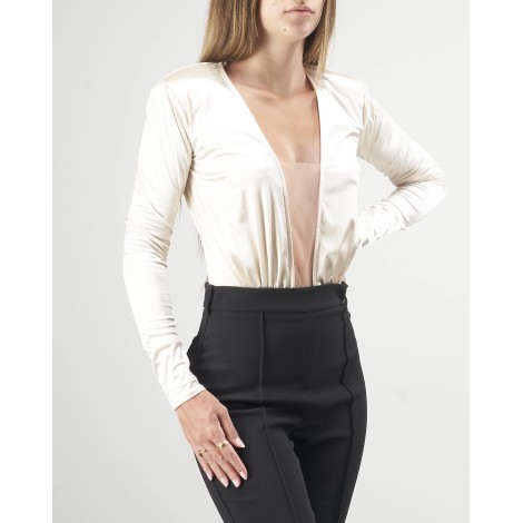 ELISABETTA FRANCHI Body con scollo ampio a manica lunga Elisabetta Franchi