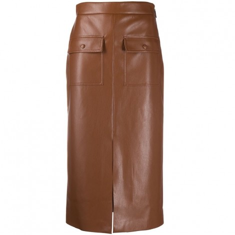 Brown Faux Leather Skirt | SHOPenauer