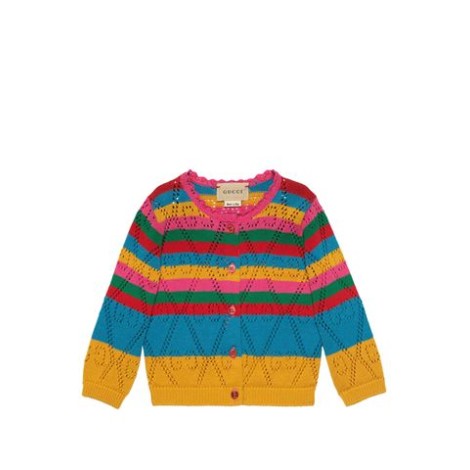 CARDIGAN IN MAGLIA DI COTONE GG CON RIGHE