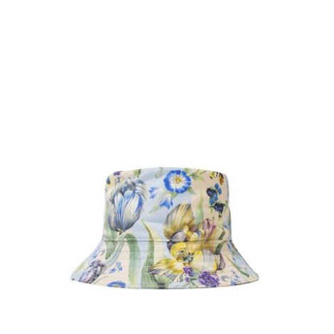 CAPPELLO DA PESCATORE IN DENIM CON STAMPA FLOREALE