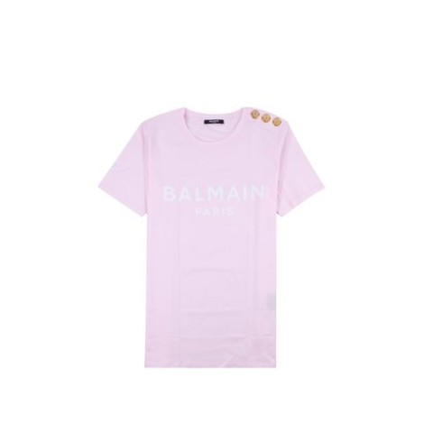 T-SHIRTenbsp;ROSA IN COTONE CON LOGO BALMAIN