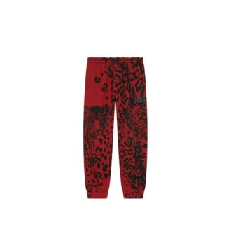 PANTALONI JOGGING IN JERSEY CON STAMPA LEOPARDATA