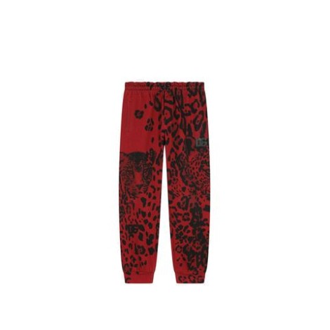 PANTALONI JOGGING IN JERSEY CON STAMPA LEOPARDATA