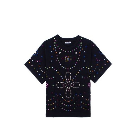 T-SHIRT IN JERSEY CON TERMOSTRASS MULTICOLOR