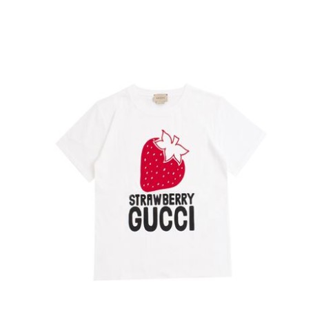 T-SHIRT IN COTONE CON STAMPA "STRAWBERRY GUCCI"