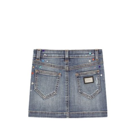 GONNA CORTA IN DENIM TERMOSTRASS MULTICOLOR