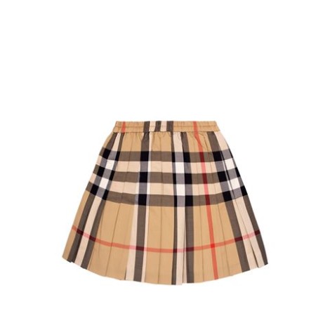 GONNELLINA A PIEGHE IN COTONE STRETCH CON MOTIVO TARTAN