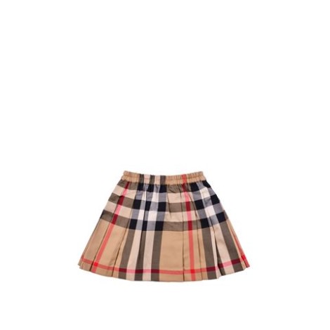 GONNELLINA A PIEGHE IN COTONE STRETCH CON MOTIVO TARTAN