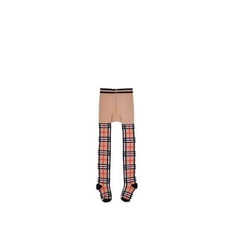 COLLANT IN MISTO COTONE CON MOTIVO TARTAN A INTARSIO