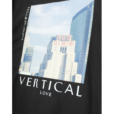 T-shirt Vertical Nera in Cotone