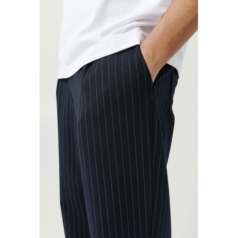 Pantalone Aidan Gessato Blu in misto Lana