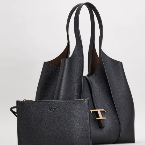 TOD'S BORSA SHOPPING TIMELESS IN PELLE MEDIA - NERO XBWTSBA0300Q8EB999