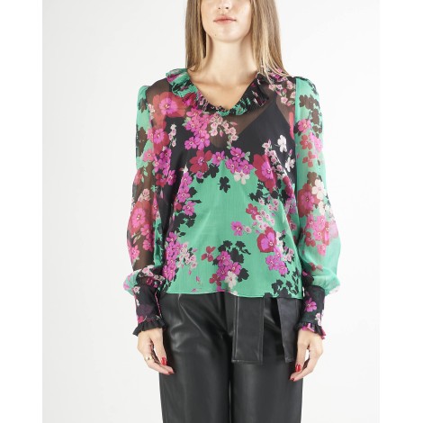 TWIN SET Blusa in creponne a fiori con volant Twinset