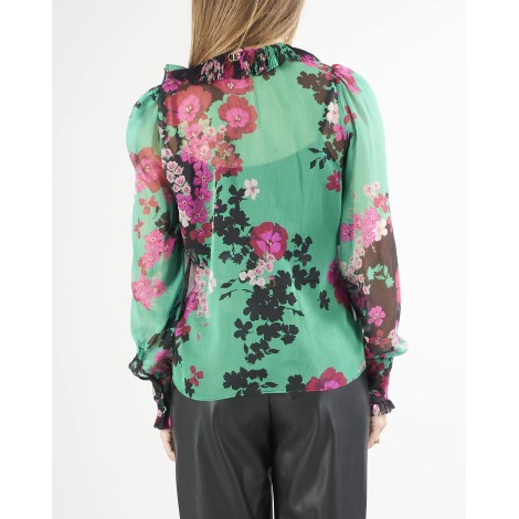 TWIN SET Blusa in creponne a fiori con volant Twinset