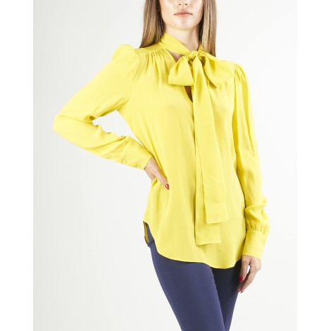 TWIN SET Blusa in misto seta con fiocco Twinset