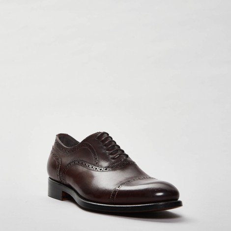 Stringata half brogue in pelle marrone