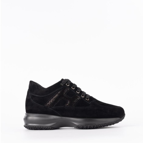 Sneakers Interactive in camoscio nero