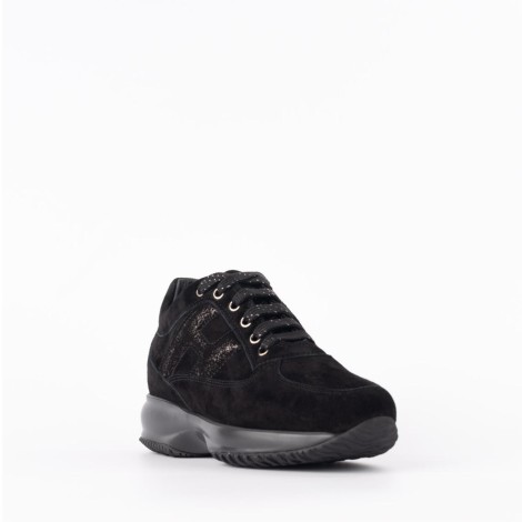 Sneakers Interactive in camoscio nero