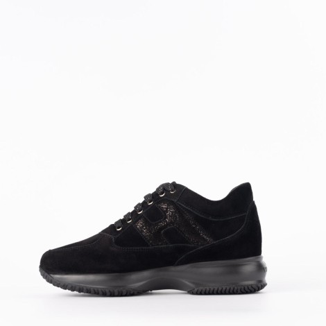 Sneakers Interactive in camoscio nero