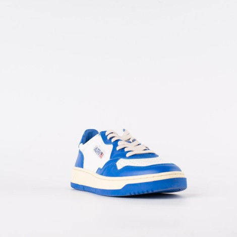 Sneakers bicolore in pelle bianca e blu