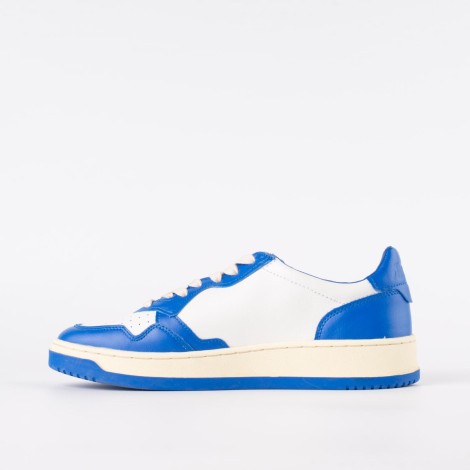 Sneakers bicolore in pelle bianca e blu