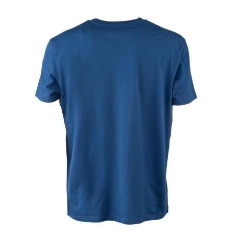 T-shirt blu con logo fantasia