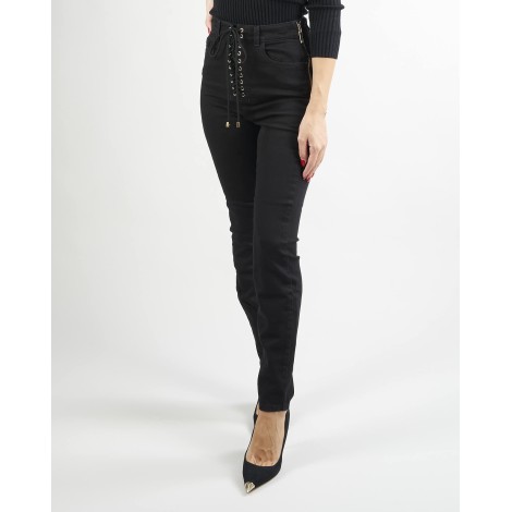 ELISABETTA FRANCHI Jeans super skinny con allacciatura Elisabetta Franchi