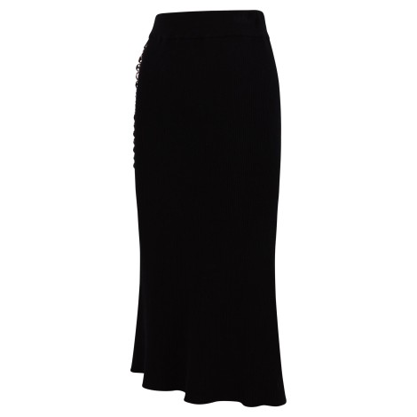 Paco Rabanne Ribbed Midi Skirt with Chain M