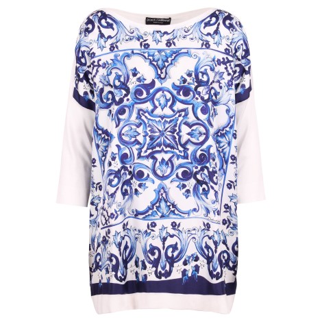 Dolce & Gabbana Majolica Print Silk Sweater 44