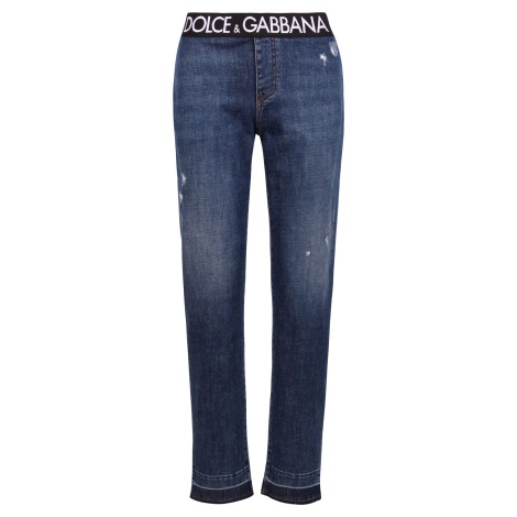 Dolce & Gabbana Logo Lettering Elastic Band Jeans 44