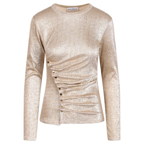 Paco Rabanne Draped Gold Blouse 40