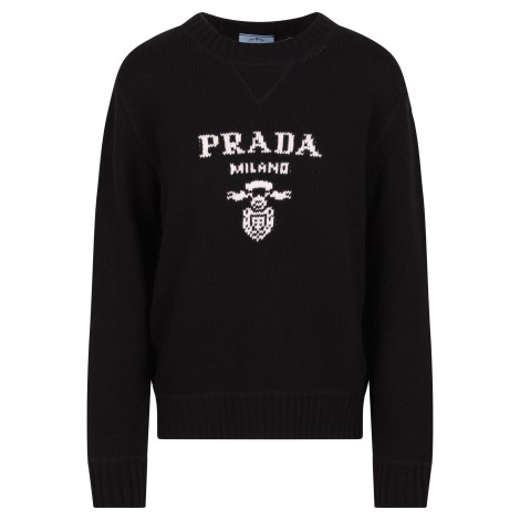 Prada Embroidered Logo Wool Sweater 44