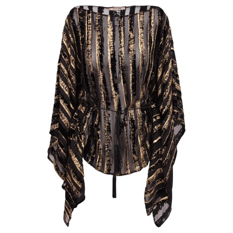 Roberto Cavalli Semi-trasparent Metallic Effect Blouse 42