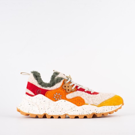 Sneakers in  pelle, orsetto e camoscio multicolor