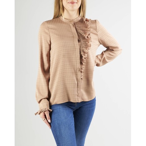 TWIN SET Camicia in pied de poule con volant Twinset