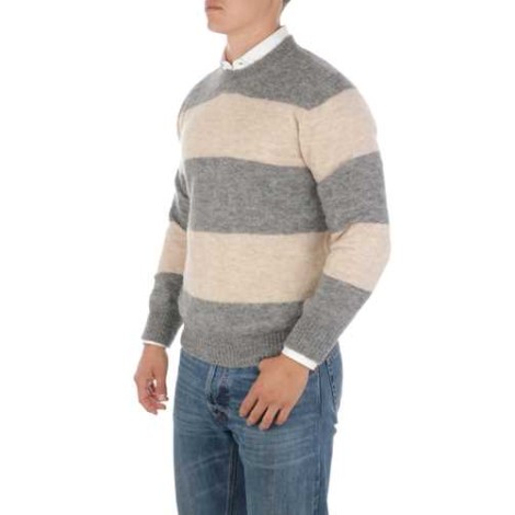 ALTEA | Men's Alpaca Striped Crewneck Sweater